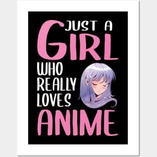 Womens Anime Girl Gift Just A Girl Who Really Loves Anime Posters and Art